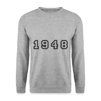 1948 Jahr Zahl - Unisex Pullover - Weißgrau meliert - Vorne - Alina (178cm) & Michal (187cm)