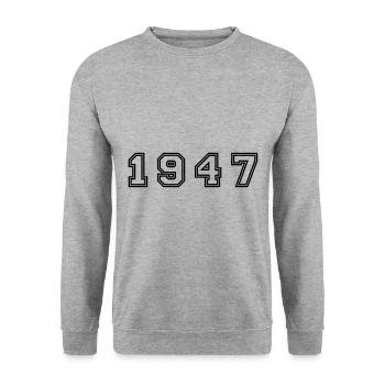 1947 Year Number - Unisex Sweatshirt - salt & pepper - Front - Alina (178cm) & Michal (187cm)