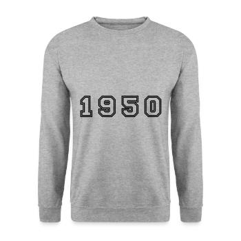 Numéro de l’année 1950 - Sweat-shirt Unisexe - gris chiné - Devant - Alina (178cm) & Michal (187cm)