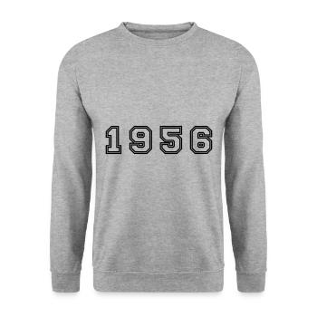 1956 Year Number - Unisex Sweatshirt - salt & pepper - Front - Alina (178cm) & Michal (187cm)