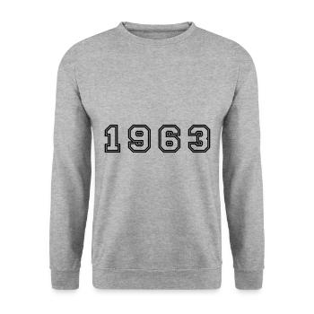 1963 Year Number - Unisex Sweatshirt - salt & pepper - Front - Alina (178cm) & Michal (187cm)