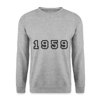 1959 Year Number - Unisex Sweatshirt - salt & pepper - Front - Alina (178cm) & Michal (187cm)
