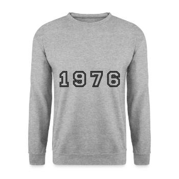Numéro de l’année 1976 - Sweat-shirt Unisexe - gris chiné - Devant - Alina (178cm) & Michal (187cm)