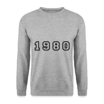 Numéro de l’année 1980 - Sweat-shirt Unisexe - gris chiné - Devant - Alina (178cm) & Michal (187cm)