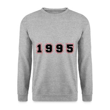 1995 Year Number - Unisex Sweatshirt - salt & pepper - Front - Alina (178cm) & Michal (187cm)
