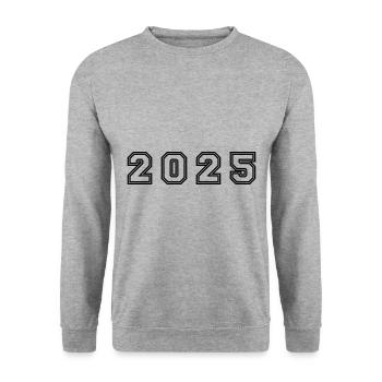 2025 Jahr Zahl - Unisex Pullover - Weißgrau meliert - Vorne - Alina (178cm) & Michal (187cm)