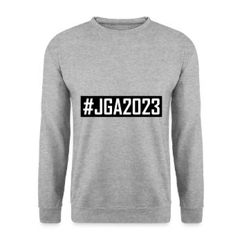 Jga 2023 Junggesellenabschied - Unisex Pullover - Weißgrau meliert - Vorne - Alina (178cm) & Michal (187cm)