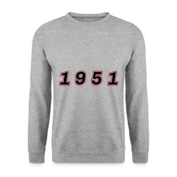 1951 Year Number - Unisex Sweatshirt - salt & pepper - Front - Alina (178cm) & Michal (187cm)
