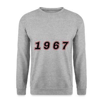 1967 Jahr Zahl - Unisex Pullover - Weißgrau meliert - Vorne - Alina (178cm) & Michal (187cm)