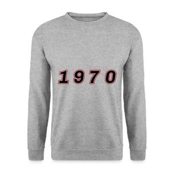 Numéro de l’année 1970 - Sweat-shirt Unisexe - gris chiné - Devant - Alina (178cm) & Michal (187cm)