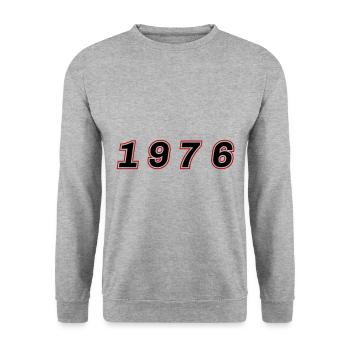 Numéro de l’année 1976 - Sweat-shirt Unisexe - gris chiné - Devant - Alina (178cm) & Michal (187cm)