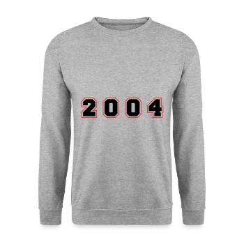 2004 Jahr Zahl - Unisex Pullover - Weißgrau meliert - Vorne - Alina (178cm) & Michal (187cm)