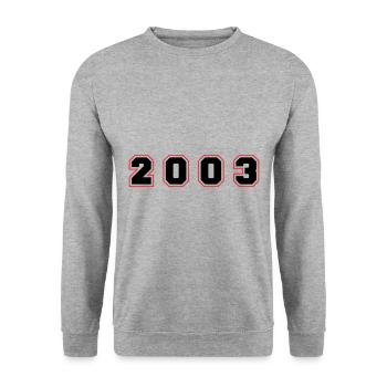 2003 Year Number - Unisex Sweatshirt - salt & pepper - Front - Alina (178cm) & Michal (187cm)