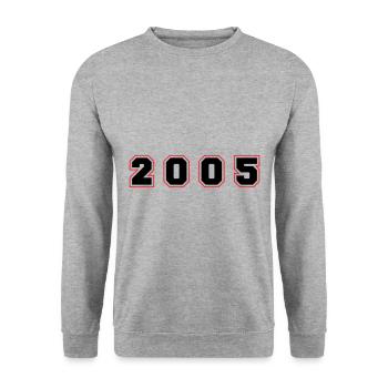 2005 Jahr Zahl - Unisex Pullover - Weißgrau meliert - Vorne - Alina (178cm) & Michal (187cm)