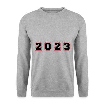 2023 Jahr Zahl - Unisex Pullover - Weißgrau meliert - Vorne - Alina (178cm) & Michal (187cm)