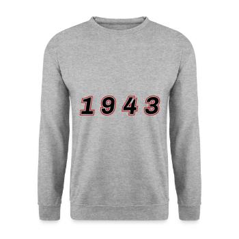 Numéro de l’année 1943 - Sweat-shirt Unisexe - gris chiné - Devant - Alina (178cm) & Michal (187cm)