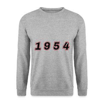 1954 Year Number - Unisex Sweatshirt - salt & pepper - Front - Alina (178cm) & Michal (187cm)