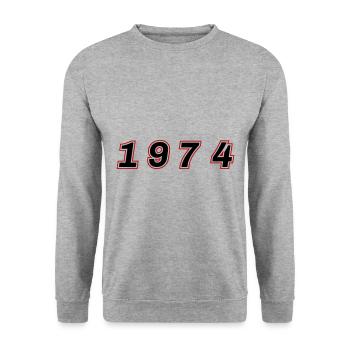 Numéro de l’année 1974 - Sweat-shirt Unisexe - gris chiné - Devant - Alina (178cm) & Michal (187cm)