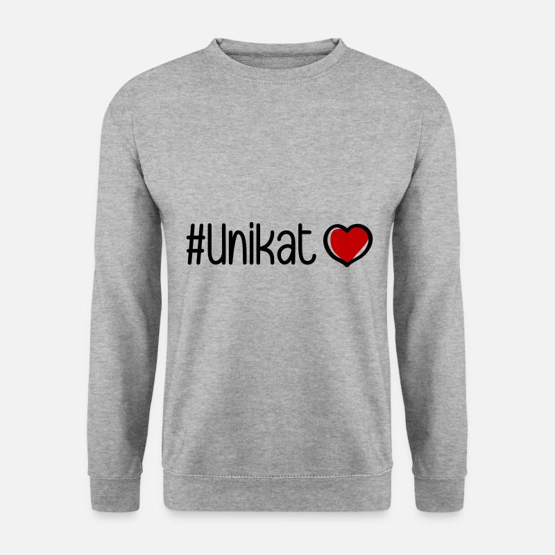 Unikat Herz - Unisex Pullover - Weißgrau meliert