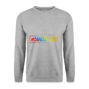 Cancun 2023 - Unisex Pullover - Weißgrau meliert - Vorne - Alina (178cm) & Michal (187cm)