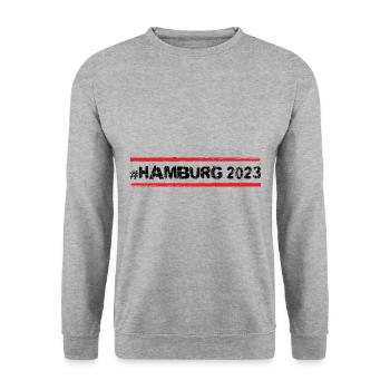 Hamburg 2023 - Unisex Pullover - Weißgrau meliert - Vorne - Alina (178cm) & Michal (187cm)
