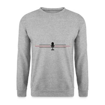 Podcast Mikrofon Icon - Unisex Pullover - Weißgrau meliert - Vorne - Alina (178cm) & Michal (187cm)