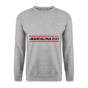 Barcelona 2023 - Unisex Pullover - Weißgrau meliert - Vorne - Alina (178cm) & Michal (187cm)