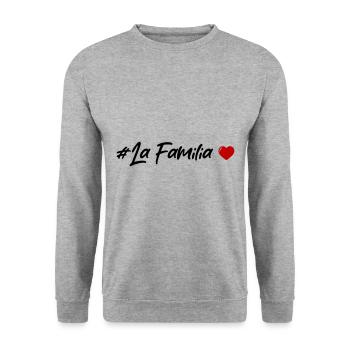 La Familia Herz - Unisex Pullover - Weißgrau meliert - Vorne - Alina (178cm) & Michal (187cm)