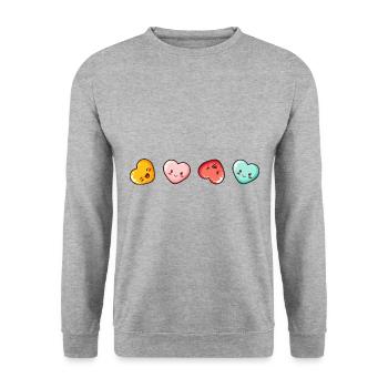 Coeurs Amour Comic Amour - Sweat-shirt Unisexe - gris chiné - Devant - Alina (178cm) & Michal (187cm)