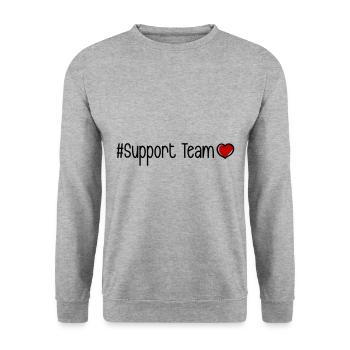 Support Team Herz - Unisex Pullover - Weißgrau meliert - Vorne - Alina (178cm) & Michal (187cm)