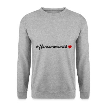 Herzensmensch Herz - Unisex Pullover - Weißgrau meliert - Vorne - Alina (178cm) & Michal (187cm)