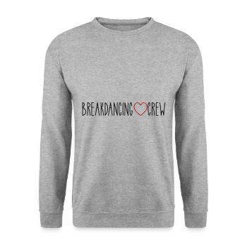 Breakdancing Crew Herz - Unisex Pullover - Weißgrau meliert - Vorne - Alina (178cm) & Michal (187cm)