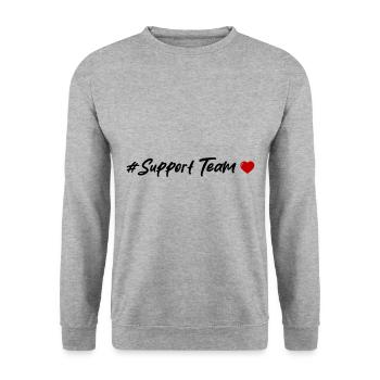 Support Team Herz - Unisex Pullover - Weißgrau meliert - Vorne - Alina (178cm) & Michal (187cm)