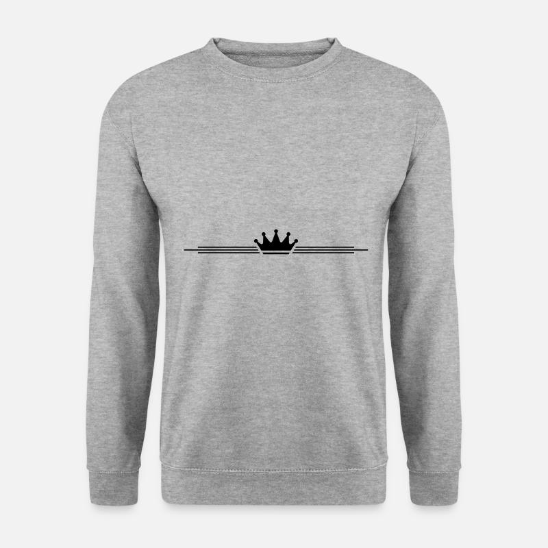 Krone Symbol Linie - Unisex Pullover - Weißgrau meliert