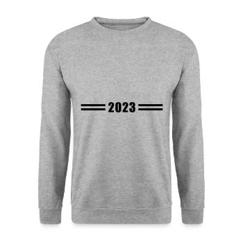 2023 Jahr - Unisex Pullover - Weißgrau meliert - Vorne - Alina (178cm) & Michal (187cm)