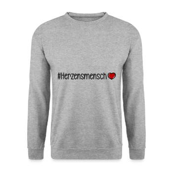 Herzensmensch Herz - Unisex Pullover - Weißgrau meliert - Vorne - Alina (178cm) & Michal (187cm)