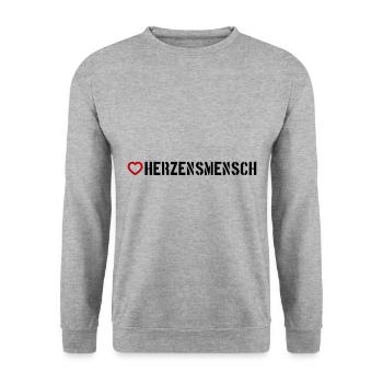Herzensmensch Herz - Unisex Pullover - Weißgrau meliert - Vorne - Alina (178cm) & Michal (187cm)