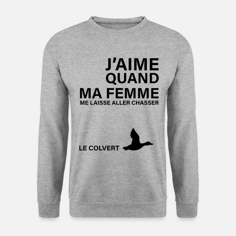 Chasse, mari et canard colvert - Sweat-shirt Unisexe - gris chiné