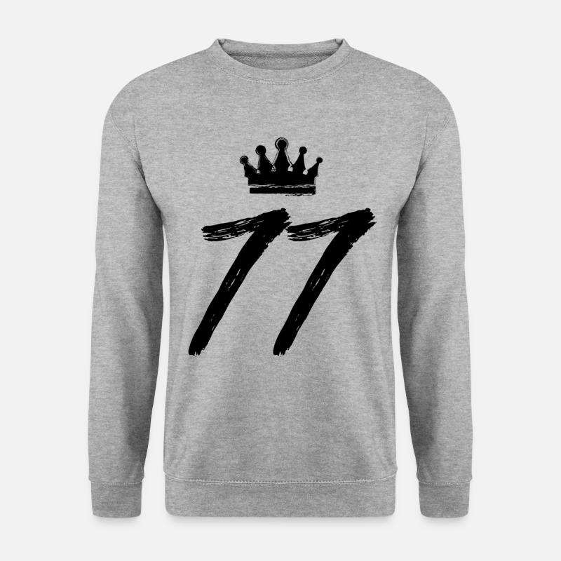 77 Zahl Krone - Unisex Pullover - Weißgrau meliert