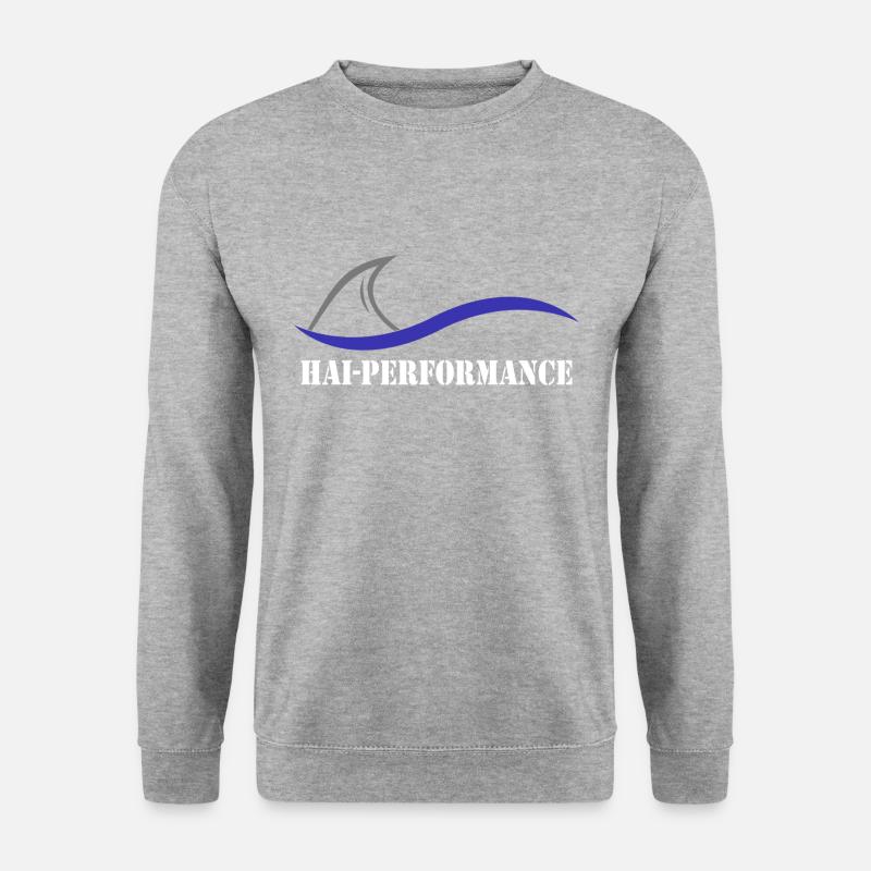 Haifischflosse Hai Performance Lustig - Unisex Pullover - Weißgrau meliert