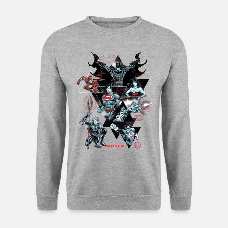 Justice League Charaktere - Unisex Pullover - Weißgrau meliert