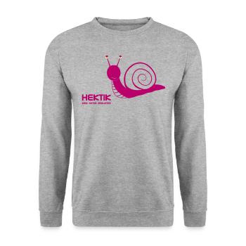 Hektik kein guter Begleiter - Unisex Pullover - Weißgrau meliert - Vorne - Alina (178cm) & Michal (187cm)