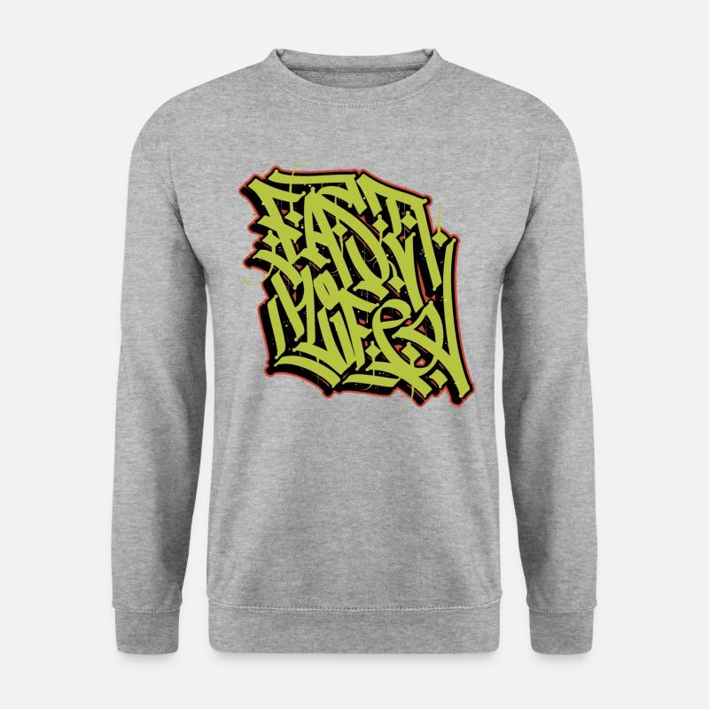Schnelles Leben - Unisex Pullover - Weißgrau meliert