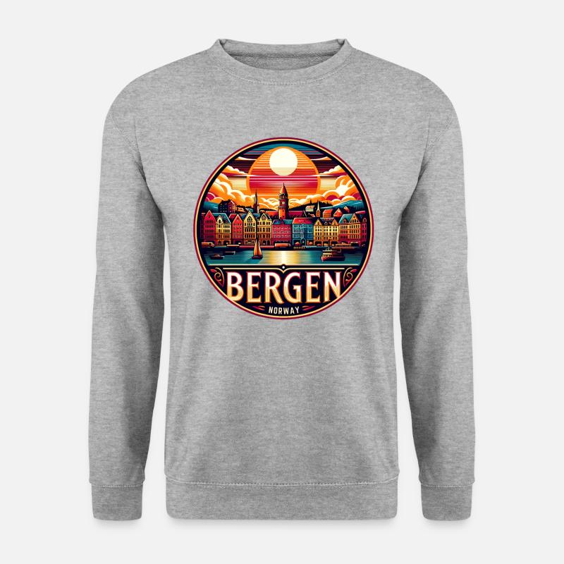 Bergen, Norwegen - Unisex Pullover - Weißgrau meliert