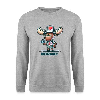 Norwegen Enthusiast Elch - Unisex Pullover - Weißgrau meliert - Vorne - Alina (178cm) & Michal (187cm)
