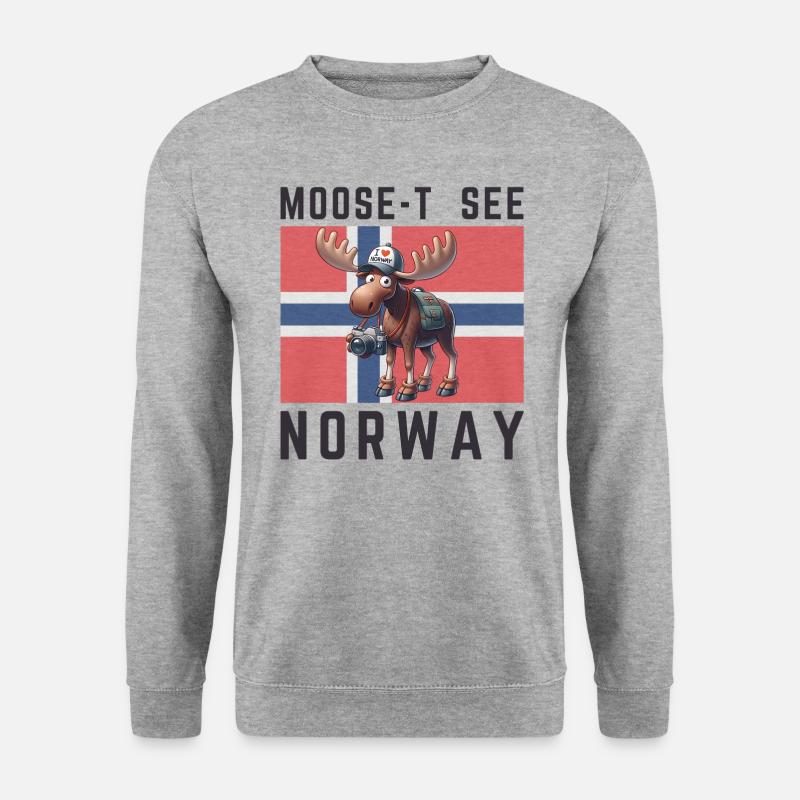 Norwegen-Forscher-Elch - Unisex Pullover - Weißgrau meliert