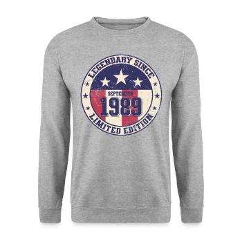 35ème Anniversaire Millésime Septembre 1989 Millésime 89 - Sweat-shirt Unisexe - gris chiné - Devant - Alina (178cm) & Michal (187cm)