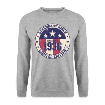 88ème Anniversaire Millésime Septembre 1936 Millésime 36 - Sweat-shirt Unisexe - gris chiné - Devant - Alina (178cm) & Michal (187cm)