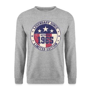 59th Birthday Legend September 1965 Born 65 - Unisex Sweatshirt - salt & pepper - Front - Alina (178cm) & Michal (187cm)