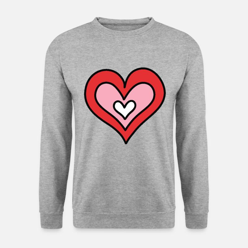 Handgezeichnetes Herz - Unisex Pullover - Weißgrau meliert